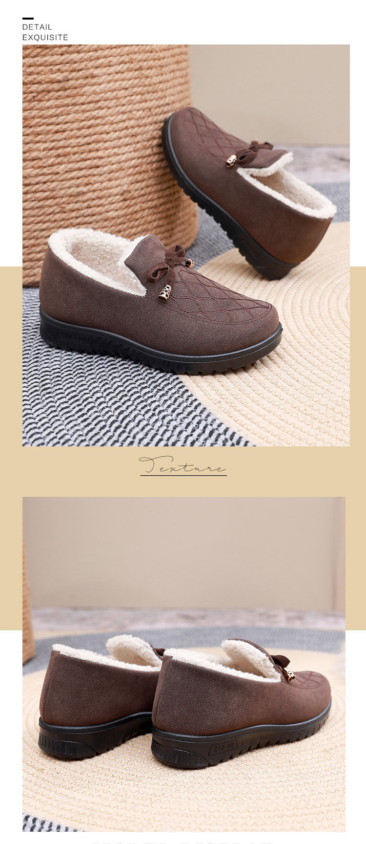 Belifi Winter Women's Casual Fleece-Lined Anti-slip Soft-Sole Cotton Shoes