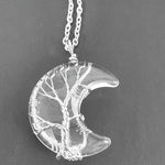 Quartz Crystal Moon Tree of Life Healing Energy Pendant