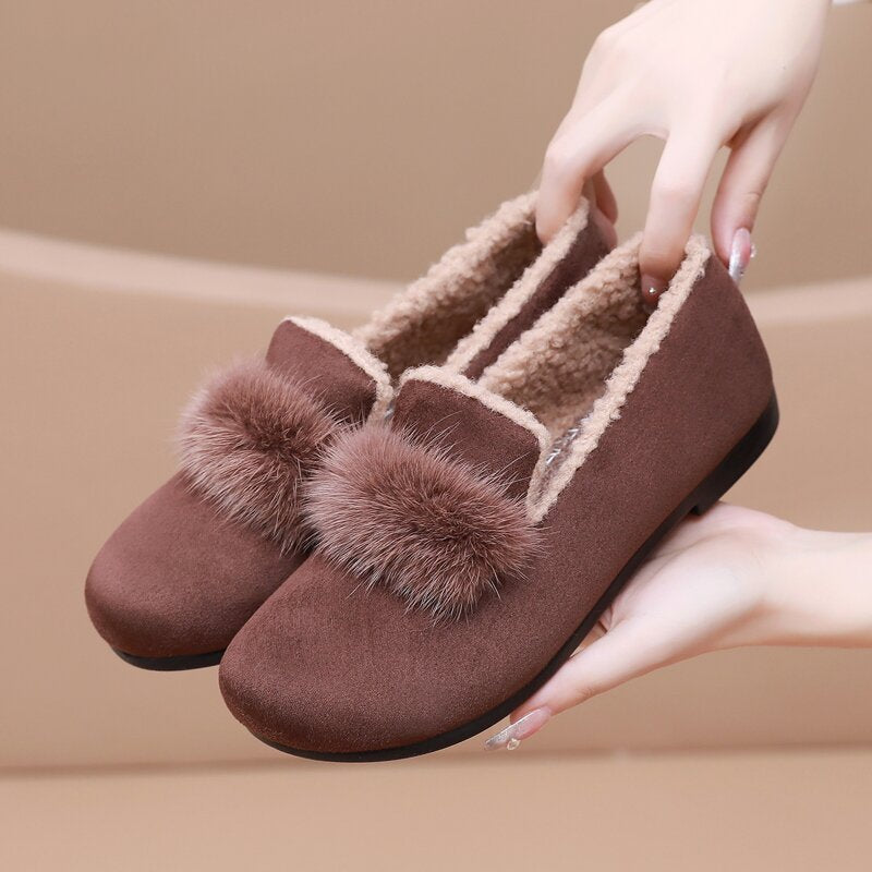 Belifi Winter Women's Casual Fleece-Lined Anti-slip Soft-Sole Cotton Shoes