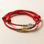 925 Sterling Silver Dragon Red Rope Bracelet - Symbol of Luck and Strength