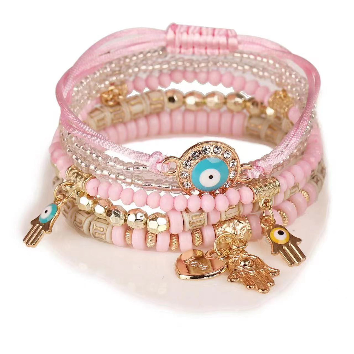 Vision of Love - Rose Quartz Evil Eye Bracelet