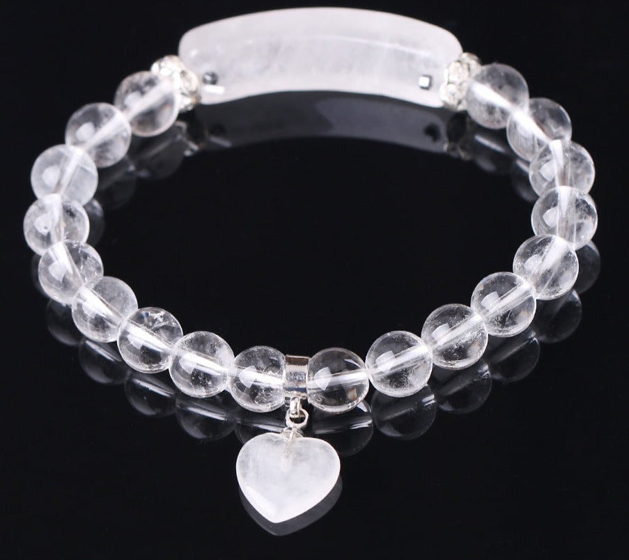 Natural Quartz Love Heart Bracelet for Emotional Healing