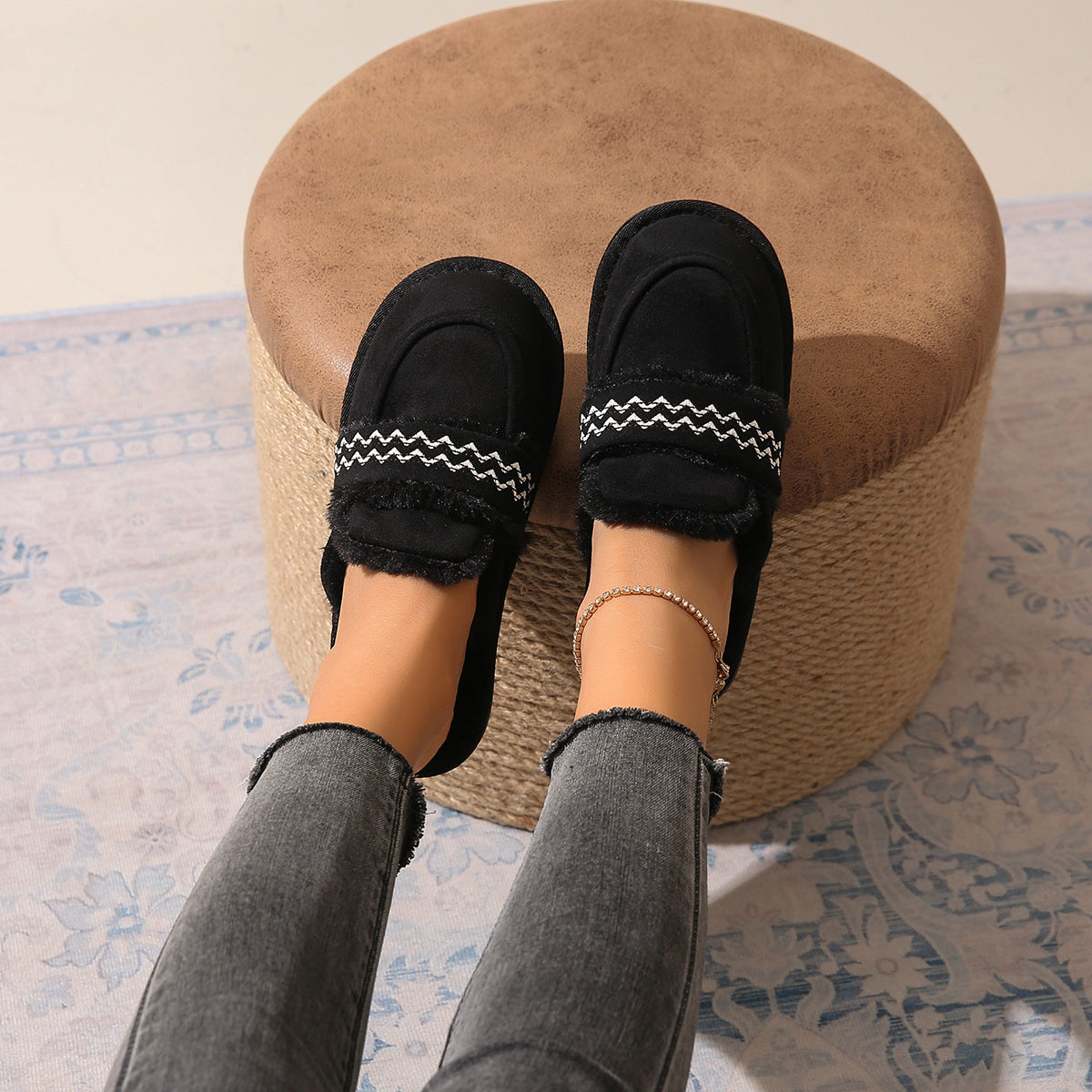 Belifi Winter Fleece-Lined Warm Comfortable Soft-Sole Cotton Shoes