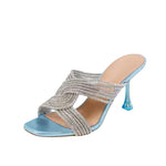 Bellifi Slim Heel Rhinestone Fashion Outwear Slippers