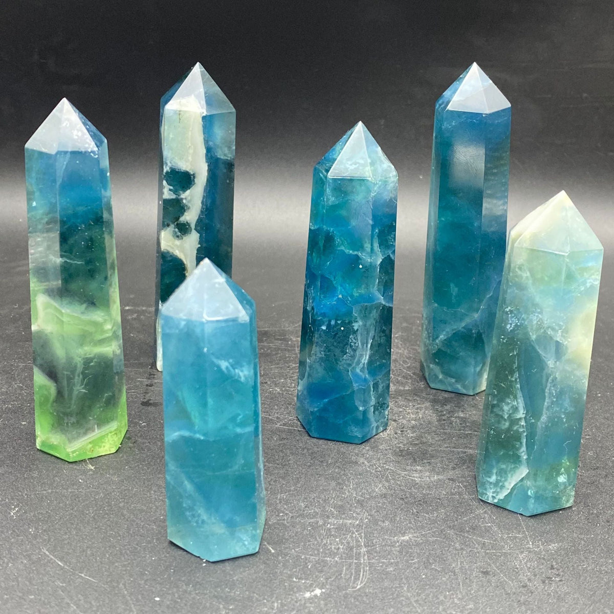 Natural blue fluorite Various fluorite pillars