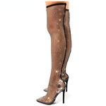 Bling Rhinestone Mesh Pointed toe Sandals Ankle Boots