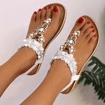 Belifi Wood Bead Elastic Band Solid Color Leisure Summer Sandals