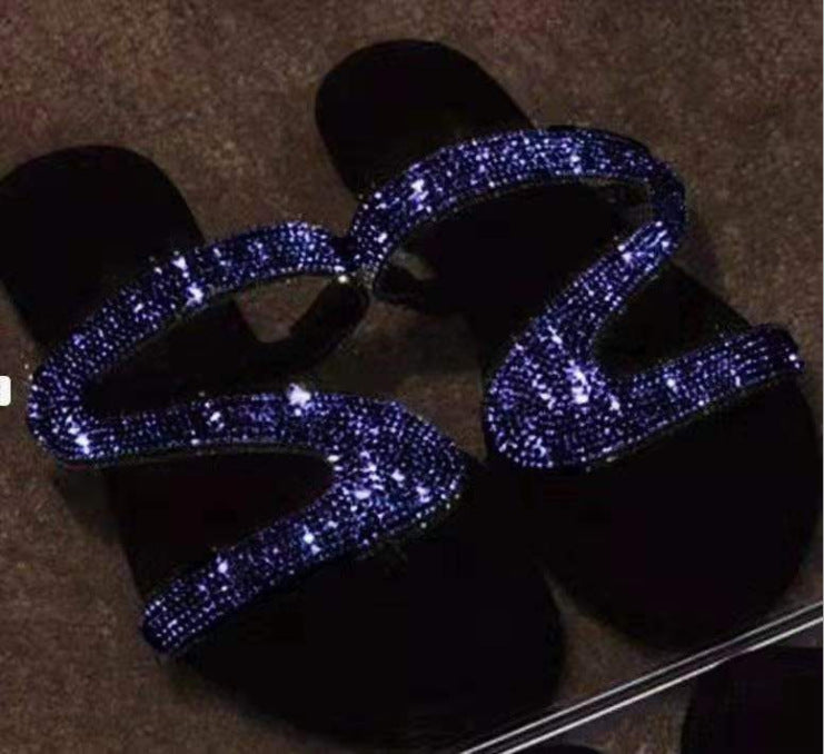 Belifi Rhinestone Flat-Bottomed Slippers