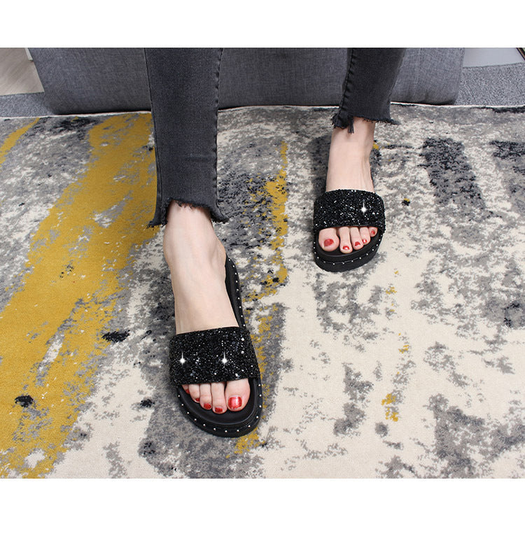 Belifi Soft Sole Non-Slip Sparkling Slippers