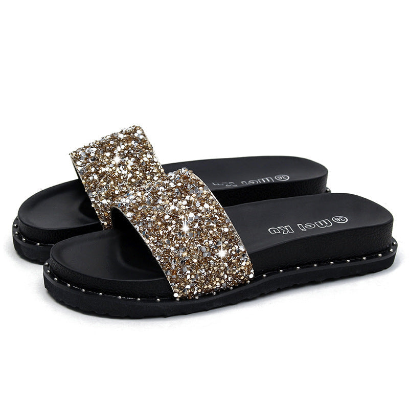 Belifi Soft Sole Non-Slip Sparkling Slippers