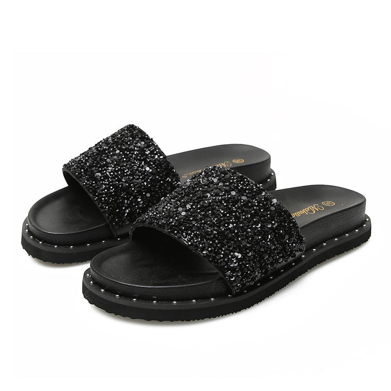 Belifi Soft Sole Non-Slip Sparkling Slippers