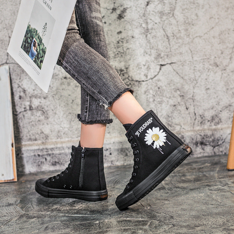 Belifi Fashion Printed Flat Bottomed High Top Shoes