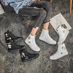 Belifi Fashion Printed Flat Bottomed High Top Shoes