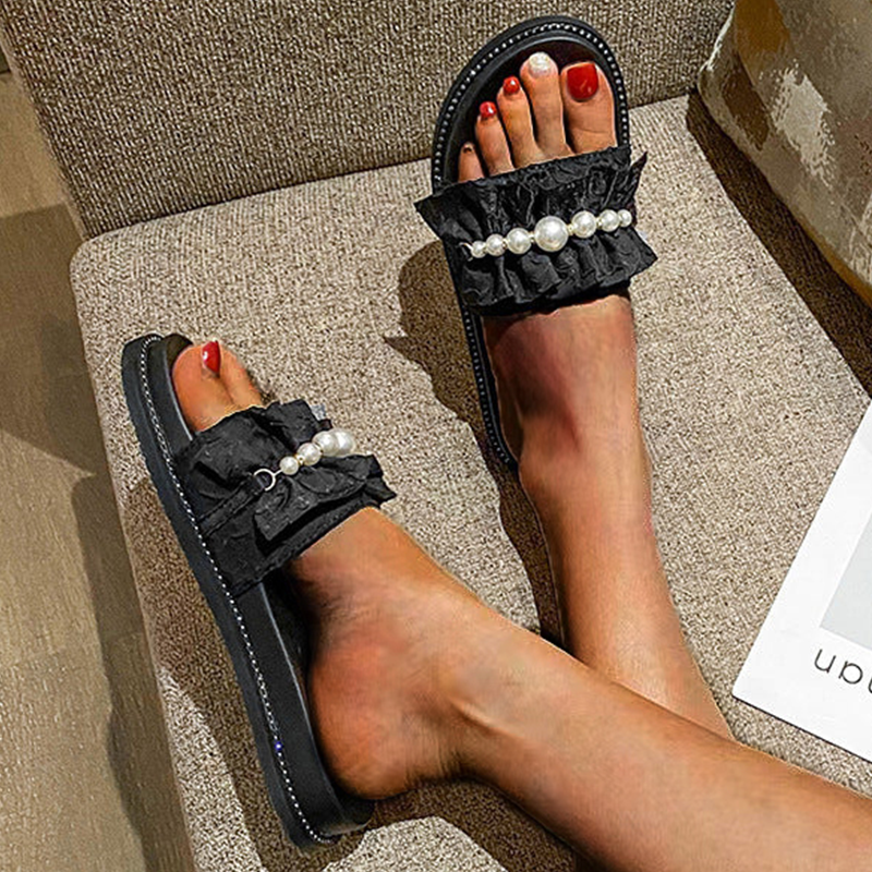 Belifi Fold Pearl Platform Slippers