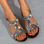 Belifi Sandals Hollow Triangle Rhinestone Sandals