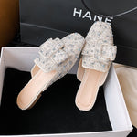 Belifi Bow Rhinestone Flat Sandals