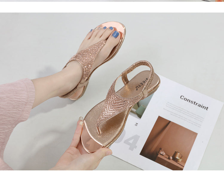 Belifi Flat-bottomed Rhinestones Comfortably Sandals