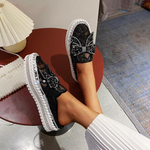 Belifi New Crystals Butterfly-knot Flat Platform Heels Half Slippers Women Bling Shoes