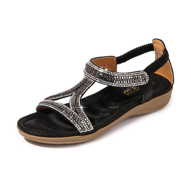 Belifi Sandals Hollow Triangle Rhinestone Sandals