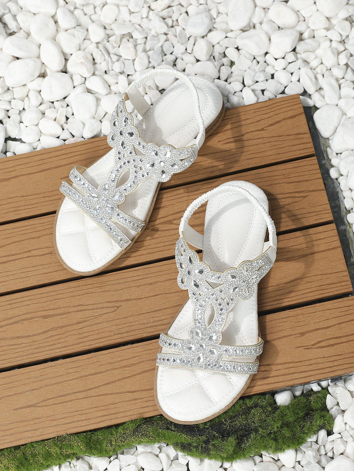 Belifi Casual Flat Bottom Rhinestone Fashion Sandals