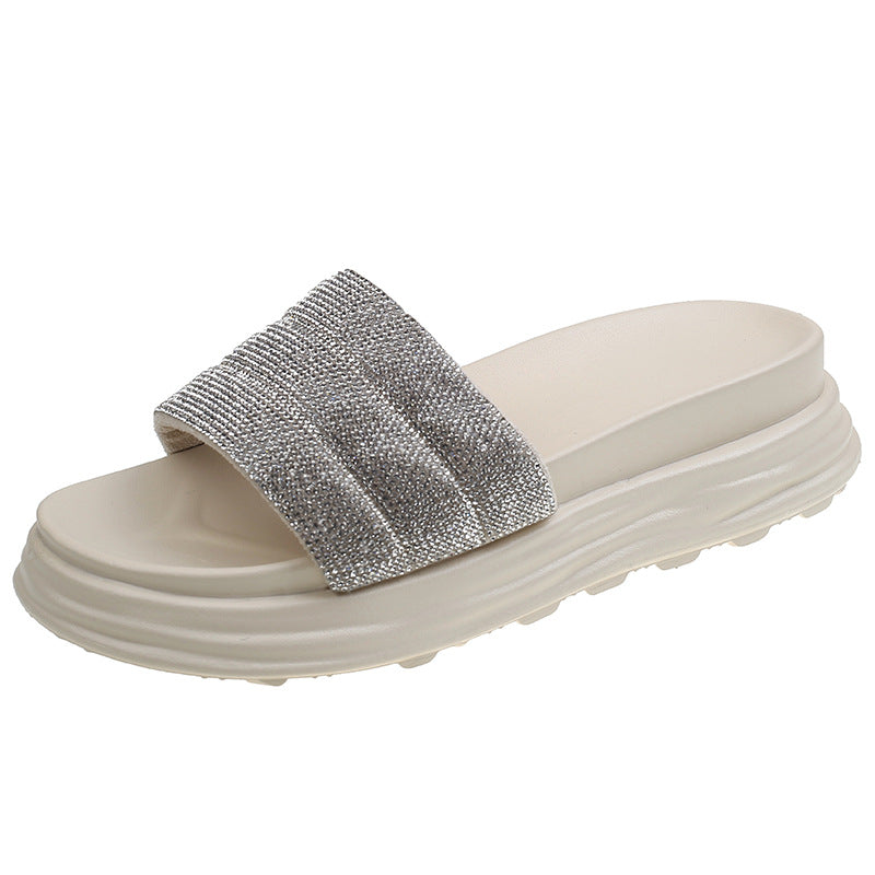 Belifi Fashion Casual Rhinestone Slippers
