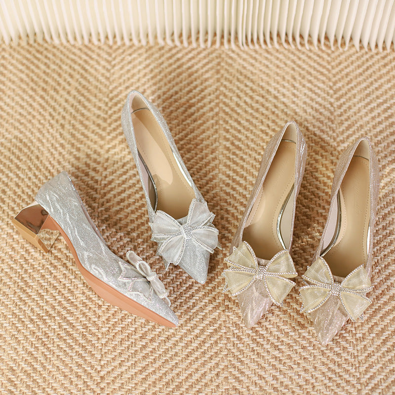 Belifi Shimmering Butterfly: Rhinestone Bow Pumps