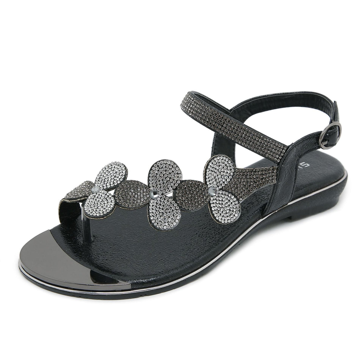 Belifi Rhinestone Comfortable Versatile Flat Sandals