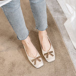 Belifi Square Head Rhinestone Flat Bottom Women's Shoes