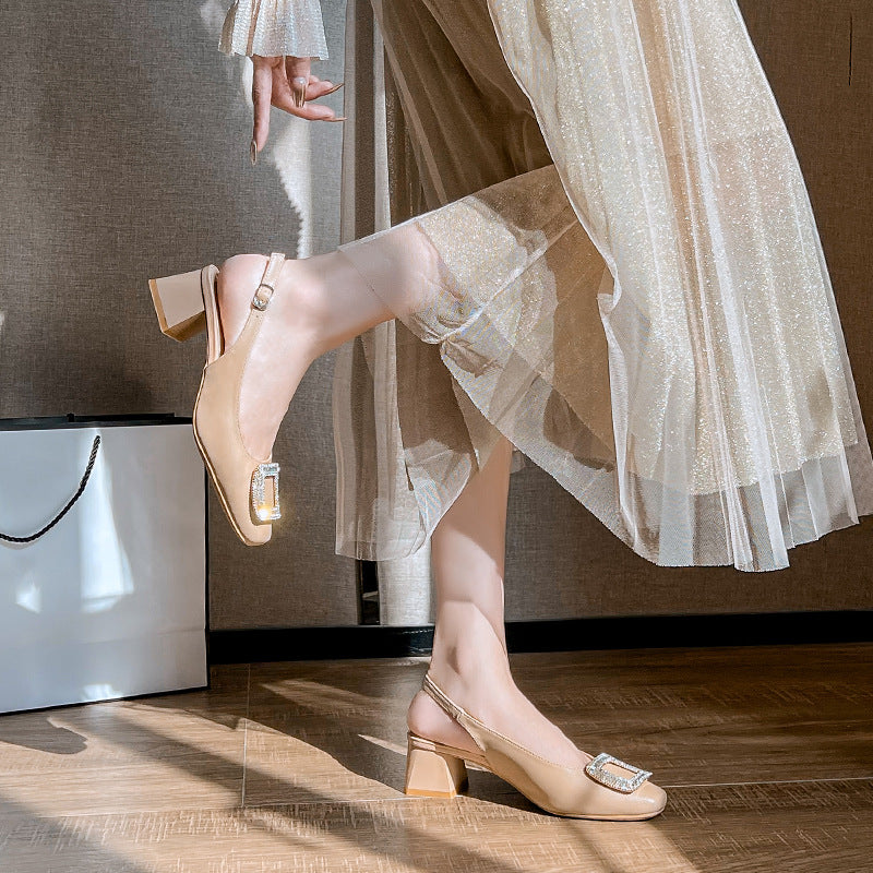 Belifi Radiant Luxe: Leather Crystal Cut-out Slippers