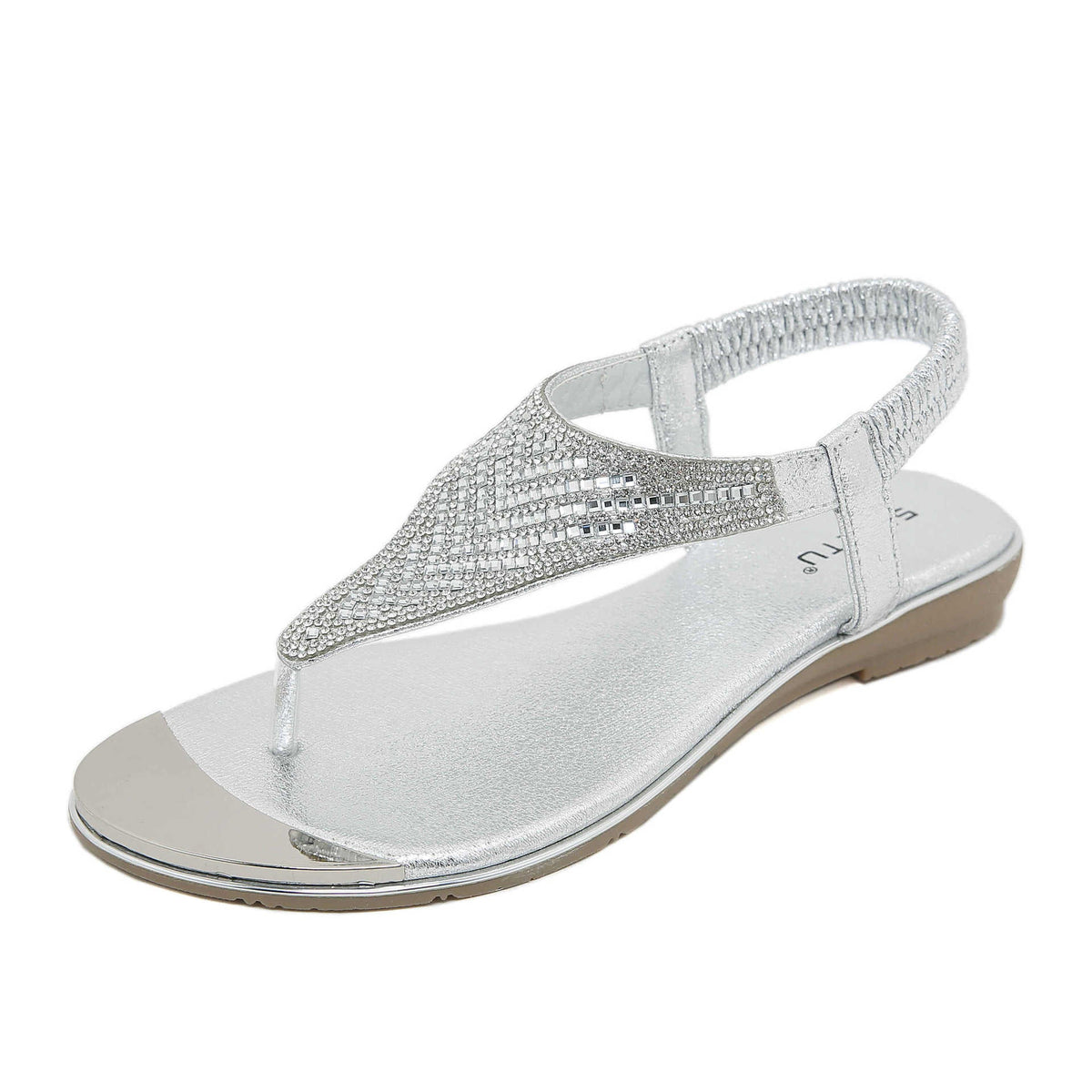Belifi Flat-bottomed Rhinestones Comfortably Sandals