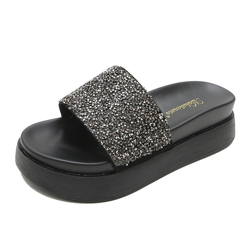 Belifi Thick Sole Stylish Sparkling Slippers
