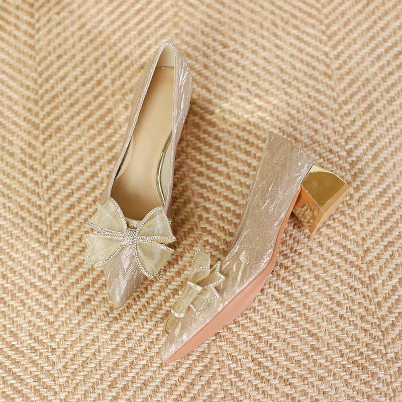 Belifi Shimmering Butterfly: Rhinestone Bow Pumps