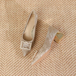 Belifi Sparkling Elegance: Crystal Square Pumps