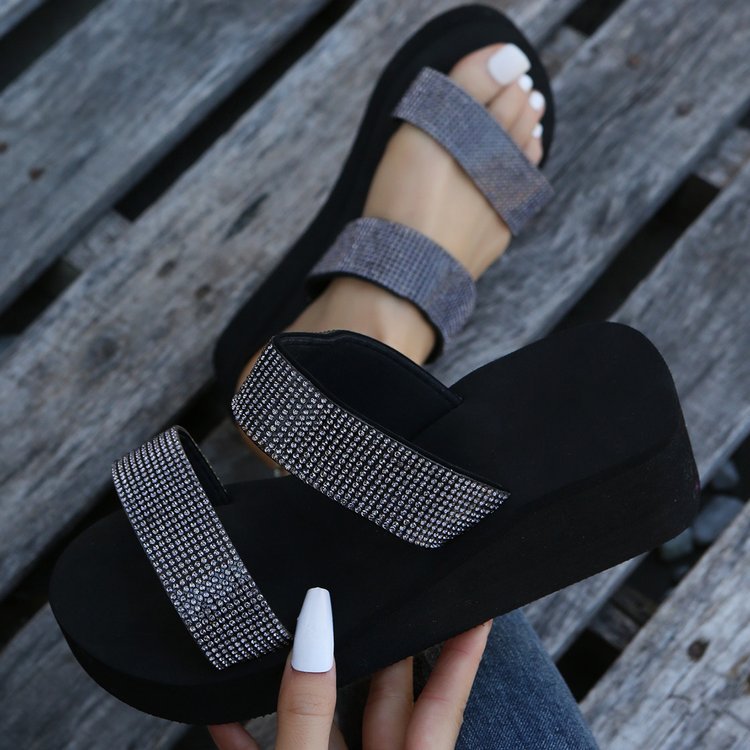Belifi Fashion Versatile Slope Heel Slippers