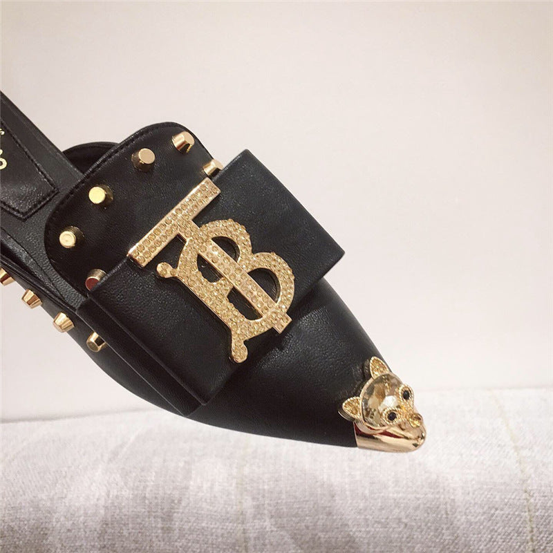 Version Of Rhinestone Flat-bottome Casual Slippers