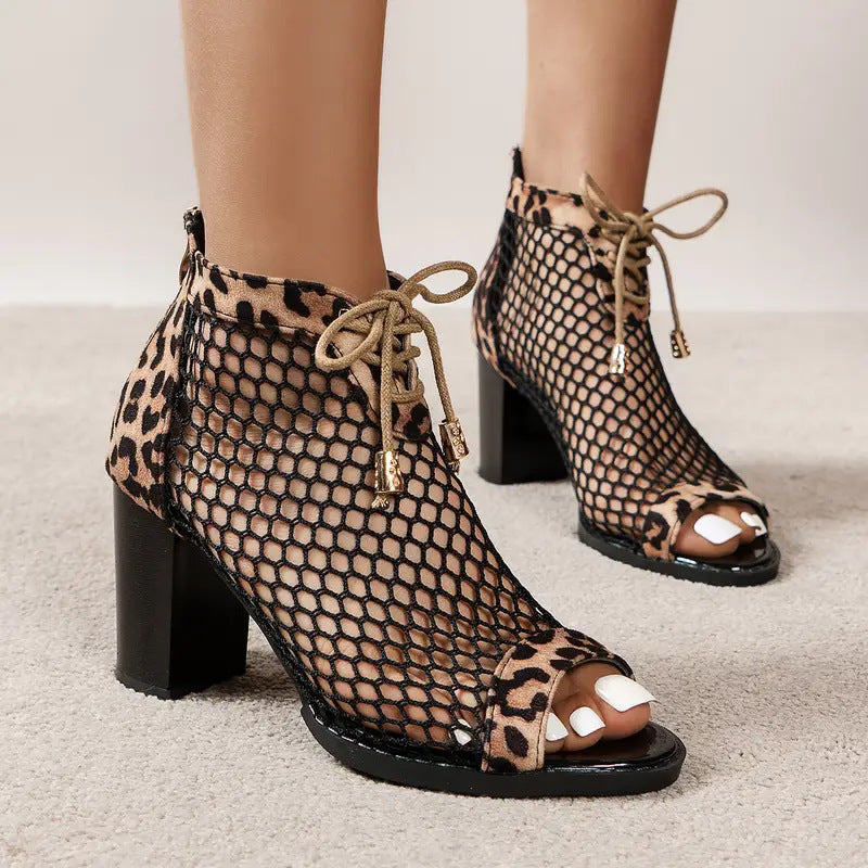 Belifi Leopard-print Cut-out Heels