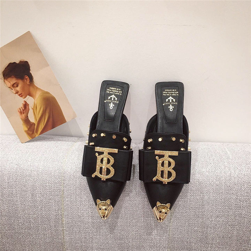 Version Of Rhinestone Flat-bottome Casual Slippers