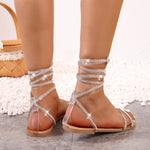 Belifi Rhinestone Strap Shiny Sandals
