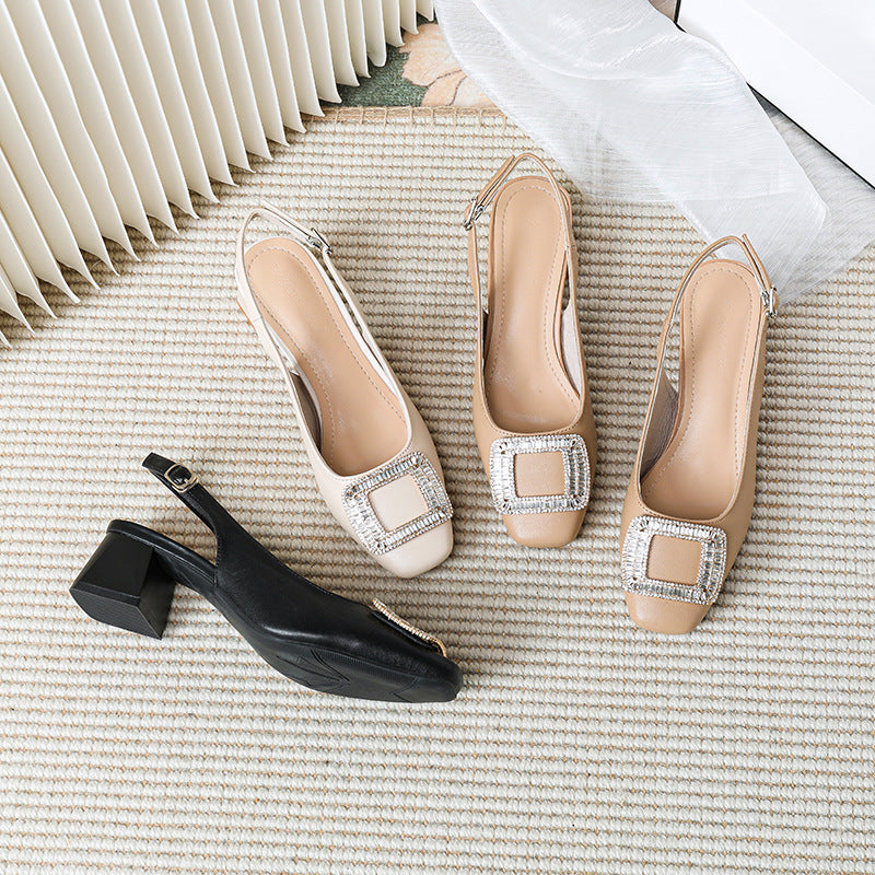 Belifi Radiant Luxe: Leather Crystal Cut-out Slippers