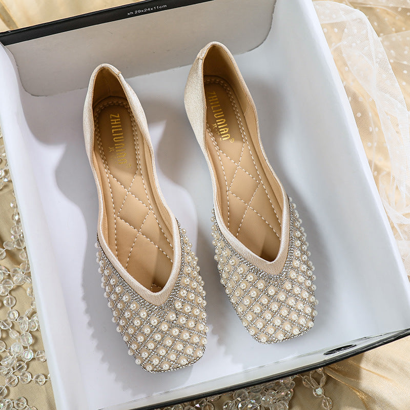 BelifiRhinestone Pearl Fairy Style Gentle Shoes