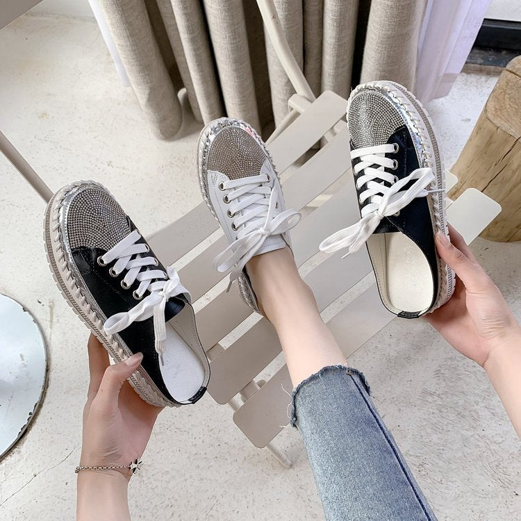 Belifi Platform Versatile Breathable Rhinestone Shoes