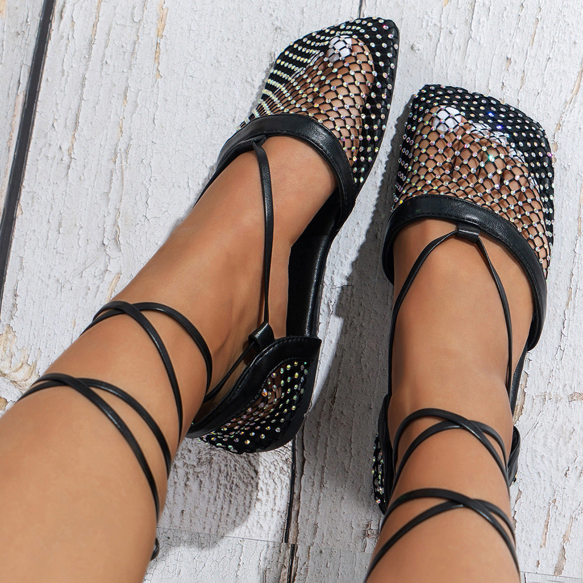 Belifi Fashion Colored Rhinestone Flat Sandals
