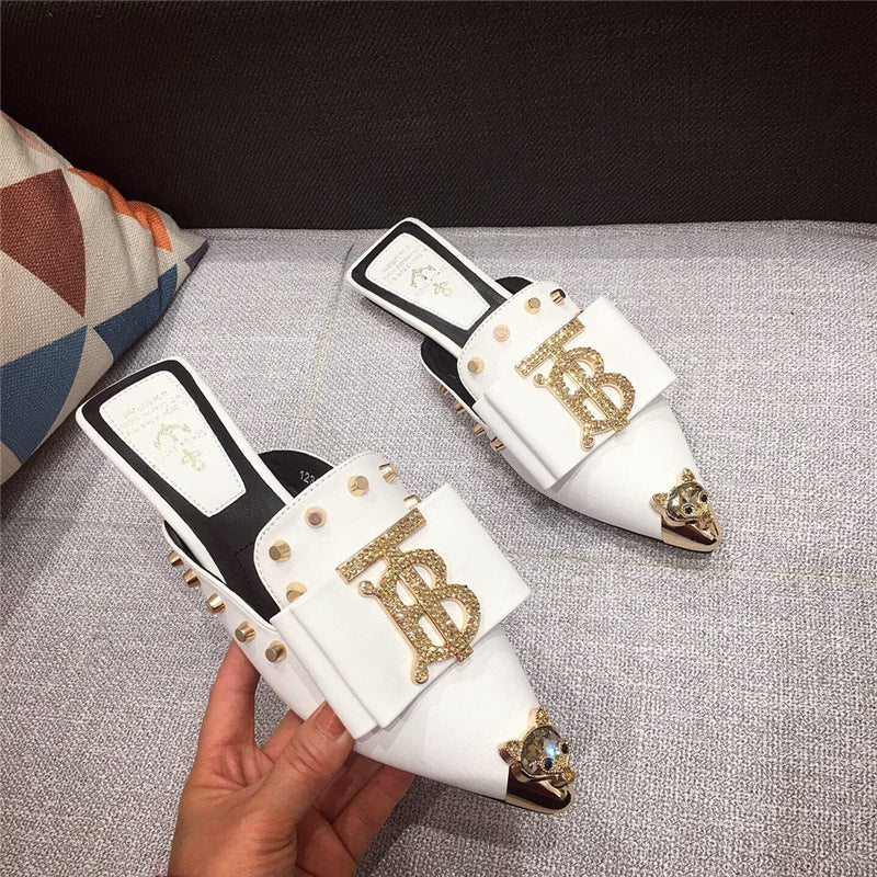 Version Of Rhinestone Flat-bottome Casual Slippers