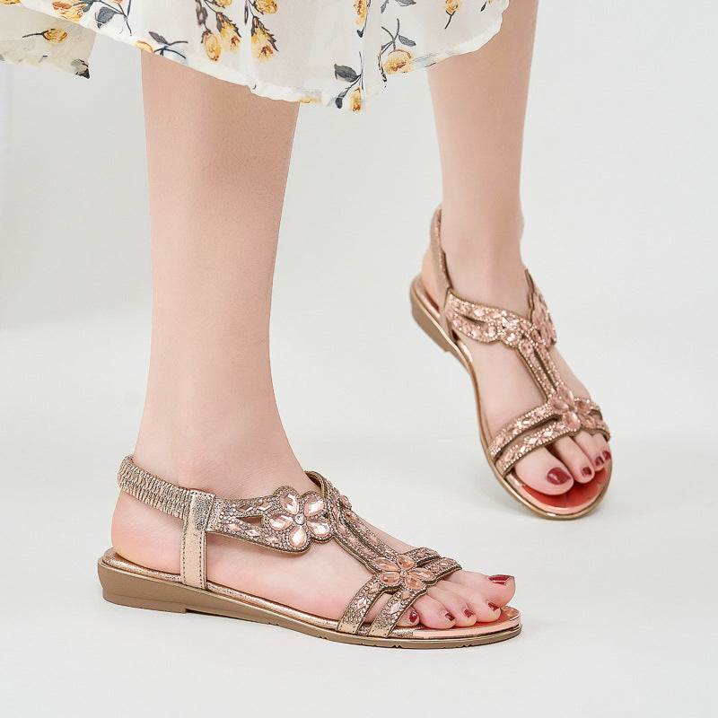 Belifi Rhinestone Comfortable Versatile Flats Sandals