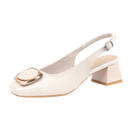 Belifi Gala Elegance: Square Buckle Leather Mules