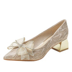 Belifi Shimmering Butterfly: Rhinestone Bow Pumps