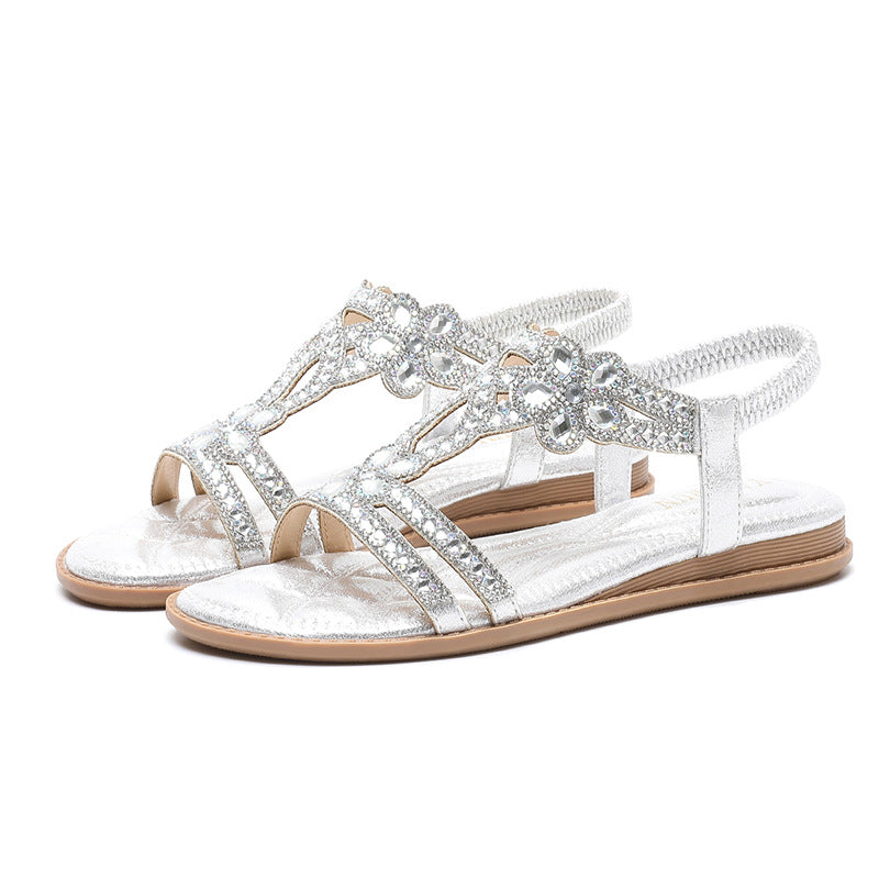 Belifi Casual Flat Bottom Rhinestone Fashion Sandals