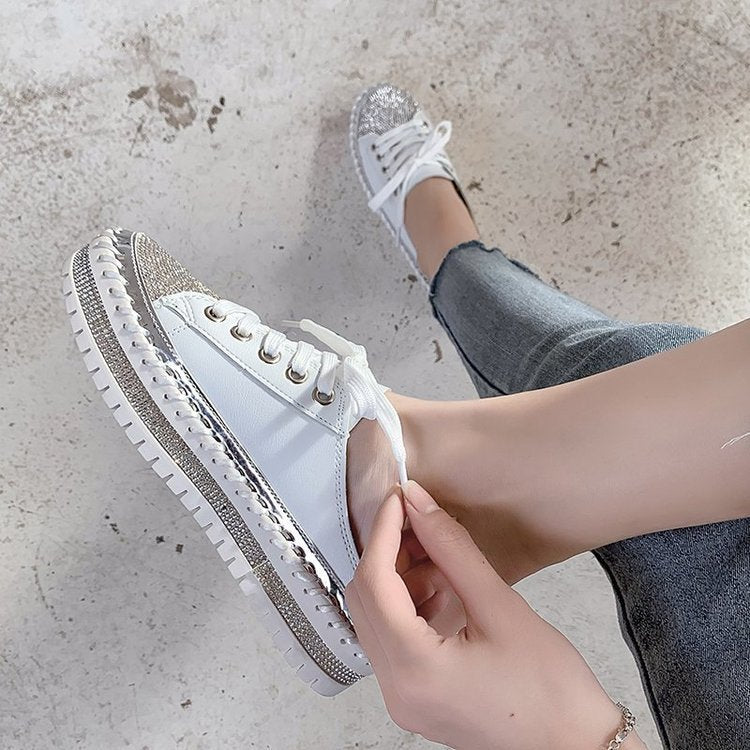 Belifi Platform Versatile Breathable Rhinestone Shoes