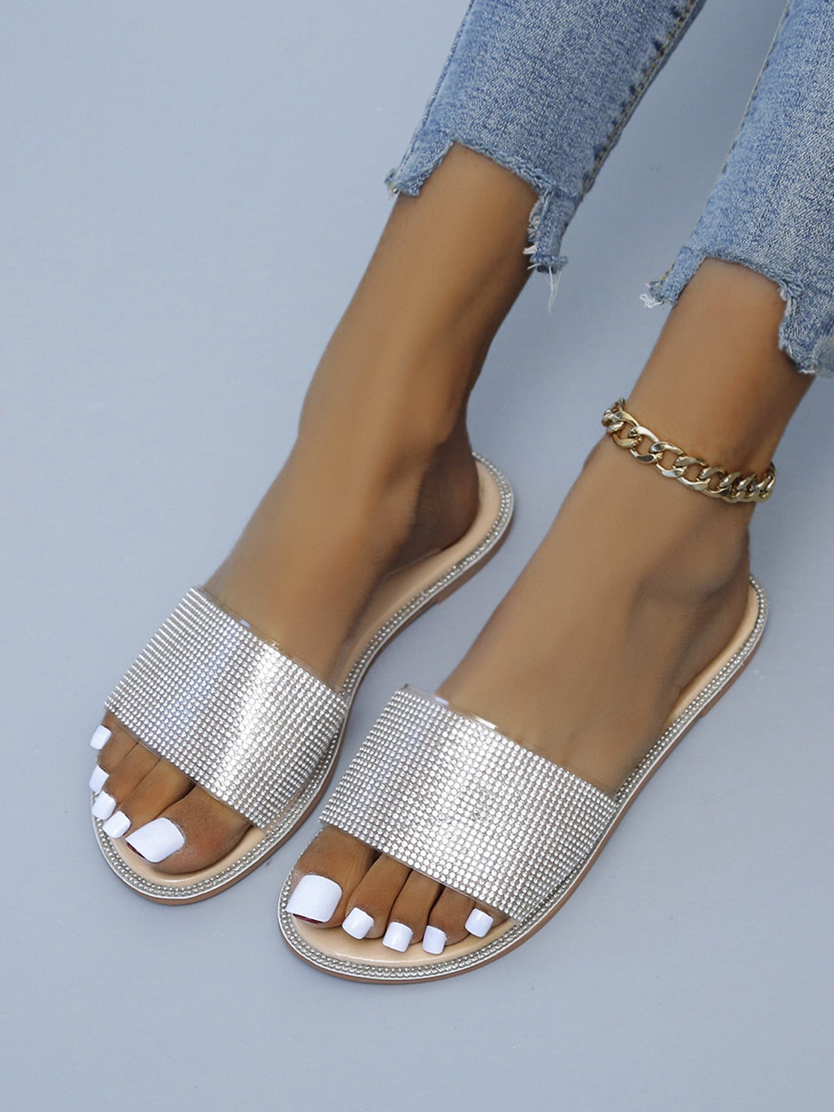 Belifi Fashion Rhinestone Soft-Soled Slippers