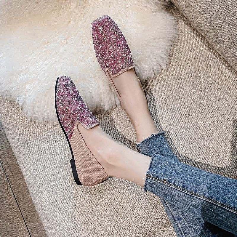 Belifi Shallow Breathable Fly-knit Soft-soled Shoes